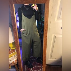 Free People Olive Green Wide Leg Jumpsuit